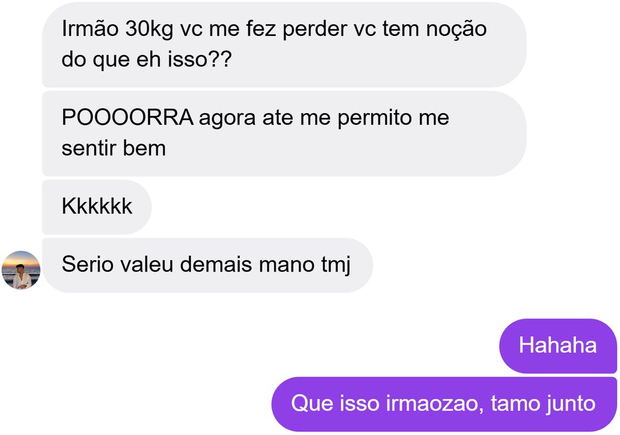 Aluno agradece pelos 30 kg perdidos