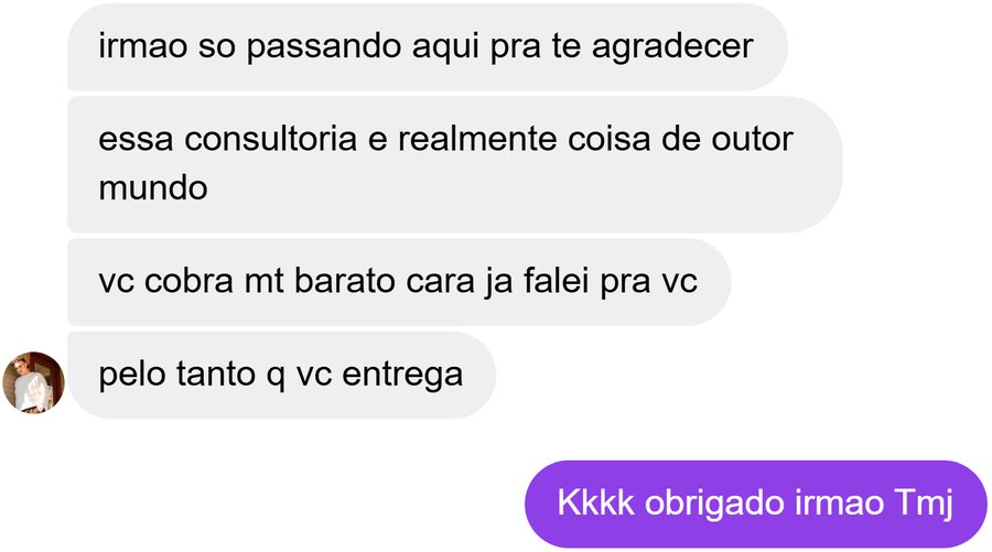 Aluno elogia a entrega da consultoria
