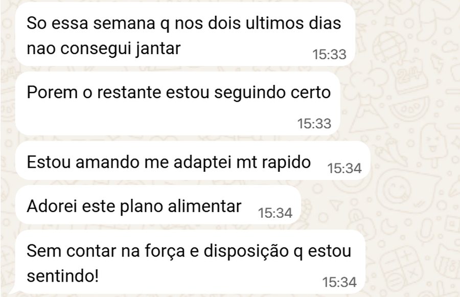 Aluna conta que se adaptou rápido ao plano alimentar